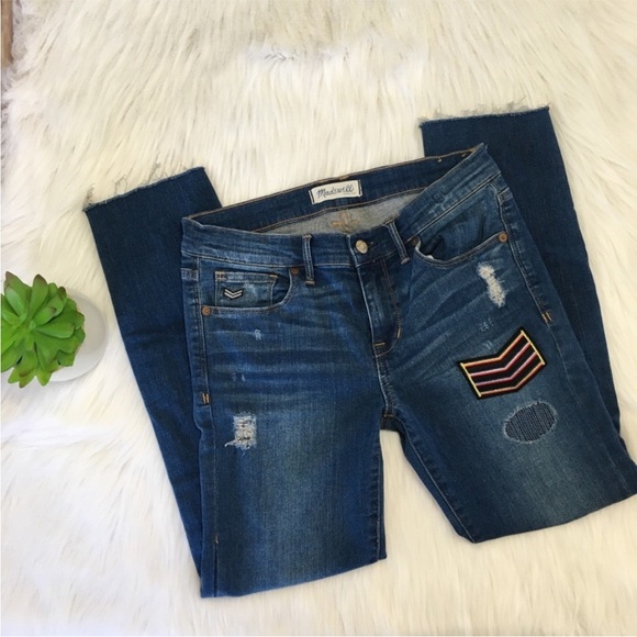🍀3/$30 Madewell skinny military inspired patchwork jeans limited edition 26 - Picture 5 of 11